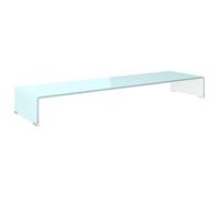 Qnhdfrt Support TV en Verre Trempé Vert - Rehausseur de Moniteur Informatique Élégant - Support Écran pour Bureau et Salon - Table Basse Multimédia Design Moderne - 110 x 30 x 13 cm