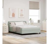 Qnhdfrt Surmatelas en velours gris clair 140 x 190 cm avec bouton diamant agrafage - Confort luxueux pour un sommeil réparateur - Avec ressorts ensachés et couche de mousse confortable