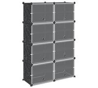 Qnhdfrt Système d'étagères à 8 cubes - En polypropylène - Noir - 84 x 31,5 x 123,5 cm - Peu encombrant - Meuble à chaussures modulaire - Pour couloir, chambre à coucher, bureau
