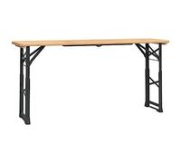Qnhdfrt Table à bière pliable 170 x 50 x 75/105 cm en bois massif - Hauteur réglable - Table de jardin, balcon, camping avec construction en métal
