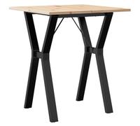 Qnhdfrt Table à manger carrée 60 x 60 x 75 cm - Bois massif de pin non traité - Table robuste avec cadre en Y en acier revêtu par pulvérisation - Table de cuisine moderne pour salle à manger et