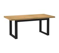 Qnhdfrt Table à Manger en Bois de Pin Massif NOAIN - Grande Table de Cuisine Rustique avec Pieds en U Noirs - pour Salle à Manger et Bureau, Style Naturel - Dimensions 180x90x75 cm
