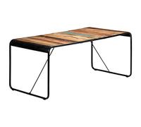 Qnhdfrt Table à manger en bois massif recyclé 180 x 90 x 76 cm avec charme vintage et pieds en acier industriels pour salle à manger et cuisine, design unique