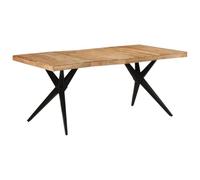 Qnhdfrt Table à Manger Industrielle 180x90x77 cm en Bois d'Acacia Massif Blanchi et Pieds en Fer Noir - Grande Table de Salle à Manger Rectangulaire Robuste pour Repas de Famille et Entre Amis
