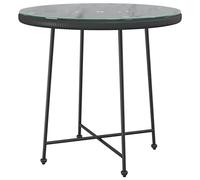 Qnhdfrt Table à manger noire - Diamètre : 80 cm - En verre trempé et acier - Design moderne - Robuste et durable - Pour balcon, terrasse, jardin, camping et extérieur