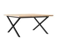 Qnhdfrt Table basse 90 x 90 x 45,5 cm, table de salon en pin massif, table de canapé industrielle avec structure en X stable en acier, table basse carrée pour salon
