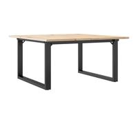 Qnhdfrt Table basse 90 x 90 x 45 cm, table de salon en pin massif, table de canapé robuste avec cadre en O en acier, table d'appoint carrée pour salon, design rustique