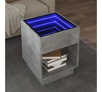 Qnhdfrt Table basse avec miroir LED Infinity - Gris béton - 40 x 40 x 50 cm - Table d'appoint moderne avec éclairage RVB - Pour salon, chambre à coucher ou couloir