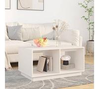 Qnhdfrt Table basse blanche en pin massif 80 x 50 x 40 cm avec 2 compartiments de rangement pour salon, chambre à coucher, design élégant