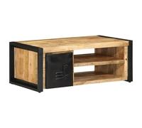 Qnhdfrt Table basse en bois massif de mangue - 90 x 50 x 36 cm - Table de salon robuste avec espace de rangement - Table basse pratique pour le salon