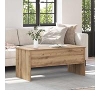 Qnhdfrt Table basse en chêne artisanale 102 x 50,5 x 46,5 cm avec espace de rangement caché, matériau en bois robuste, surface mate, couvercle à charnière, design moderne pour salon, couloir et