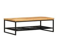Qnhdfrt Table Basse Industrielle en Bois de Mangue Massif et Métal - Table de Salon Rectangulaire Vintage Marron et Noir avec Incrustations Décoratives - Bout de Canapé Moderne 110x55x35 cm