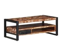 Qnhdfrt Table Basse Multicolore 90x50x36 cm en Bois de Récupération Massif et Métal | Table de Salon Rectangulaire Style Industriel Vintage pour Café et Apéritif