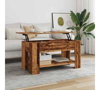 Qnhdfrt Table Basse Plateau Relevable Vieux Bois 101x49x52 cm - Table de Salon Moderne en Bois d'Ingénierie avec Compartiment de Rangement Dissimulé pour Travailler et Dîner