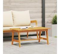 Qnhdfrt Table basse rectangulaire en bois d'acacia massif 90 x 45 x 40 cm avec entretoise en H pour jardin, balcon et salon - Marron