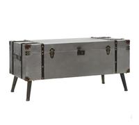 Qnhdfrt Table basse vintage - Mallette de voyage design argent MDF aluminium 102 x 51 x 47,5 cm avec espace de rangement et poignées pour salon