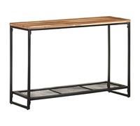 Qnhdfrt Table console 110 x 35 x 75 cm en bois d'acacia massif avec pieds en fer, table d'appoint étroite avec étagère, table de couloir rustique pour salon, couloir, balcon