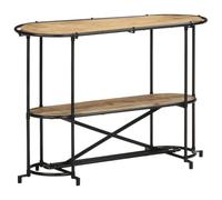 Qnhdfrt Table console 110 x 42 x 76 cm Bois de manguier brut et fer noir Design industriel moderne Table de couloir robuste avec 2 étagères pour salon, couloir, chambre à coucher