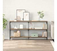 Qnhdfrt Table console 150 x 29 x 75 cm - Chêne artisanal - Métal - Bois - Moderne - Étagère industrielle - Commode étroite pour salon, couloir, chambre à coucher