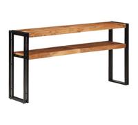 Qnhdfrt Table Console 150x30x75 cm en Bois d'Acacia Massif et Métal - Buffet Long Design Industriel avec Étagères à 2 Niveaux pour Salon, Entrée et Couloir