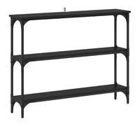 Qnhdfrt Table console avec espace de rangement - Noir - Aspect chêne - 100 x 22,5 x 75 cm - Design moderne - Pieds en métal robuste - Table étroite pour salon, chambre, couloir et balcon