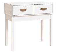 Qnhdfrt Table console - Blanc - 76,5 x 40 x 75 cm - En bois de pin massif - Avec 2 tiroirs - Design moderne - Pour salon, couloir, balcon et chambre à coucher