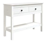 Qnhdfrt Table console blanche 100 x 35 x 75 cm en bois de pin massif, table d'appoint étroite avec espace de rangement, buffet moderne pour couloir, salon, balcon et chambre à coucher
