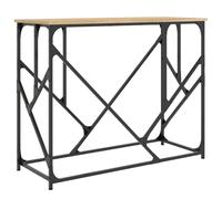 Qnhdfrt Table console en chêne Sonoma - 100 x 40 x 80 cm - Cadre en métal - Design moderne - Pieds réglables - Table d'appoint étroite pour salon, couloir, balcon