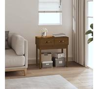Qnhdfrt Table console en pin massif marron miel 76,5 x 40 x 75 cm avec 2 tiroirs Table d'appoint pour salon, couloir et balcon