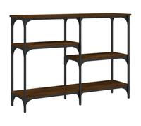 Qnhdfrt Table console marron aspect chêne 102 x 29 x 75 cm Matériau bois et métal Pieds réglables Espace de rangement supplémentaire Table d'appoint étroite pour couloir, salon et balcon