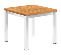 Qnhdfrt Table dAppoint de Jardin 45x45x38 cm - Table Basse dExtérieur en Bois dAcacia Massif et Acier Inoxydable 304 - Petite Table pour Patio, Terrasse et Piscine