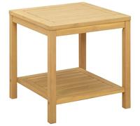 Qnhdfrt Table d'Appoint de Jardin en Bois d'Acacia Massif, Table Basse Carrée 45x45x45 cm avec Étagère de Rangement, Bout de Canapé pour Balcon, Terrasse, Patio et Salon