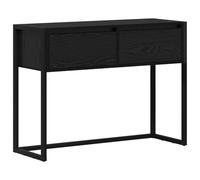 Qnhdfrt Table d'appoint noire aspect chêne 100 x 36 x 75 cm - Design industriel en bois avec tiroir - Moderne et robuste - Pour salon, couloir, chambre à coucher, canapé, balcon