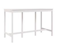 Qnhdfrt Table de bar blanche en pin massif, table haute 180 x 80 x 110 cm, comptoir robuste pour cuisine, salle à manger et fête, aspect naturel avec veinure