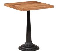 Qnhdfrt Table de bistro 60 x 60 x 76 cm en bois d'acacia massif - Table à manger carrée avec cadre en fonte robuste et plateau de table de 4 cm d'épaisseur - Table de cuisine rustique et table