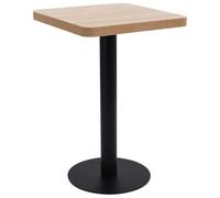 Qnhdfrt Table de bistrot carrée 50 x 50 cm avec plateau en MDF aspect bois et cadre en acier robuste, table basse moderne pour cuisine, salle à manger ou bar, marron clair/noir