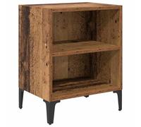 Qnhdfrt Table de chevet aspect bois vieilli, 40 x 30 x 50 cm, table d'appoint moderne avec compartiment de rangement ouvert, console de chevet en bois avec pieds métalliques stables, pour chambre à