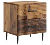 Qnhdfrt Table de chevet aspect bois vieilli, console de chevet avec 2 tiroirs, table d'appoint compacte avec pieds en métal, meuble de chambre vintage, 43 x 34,5 x 47,5 cm