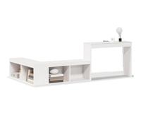 Qnhdfrt Table de Chevet avec Bureau Intégré en Bois de Pin Massif Blanc, Meuble de Chambre 2 en 1 Gain de Place en Forme de L, Idéal pour Petits Espaces, Montage Gauche ou Droite, 222x107x75 cm