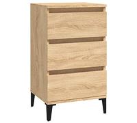 Qnhdfrt Table de Chevet Chêne Sonoma 40x35x70 cm, Petite Table d'Appoint Industrielle en Bois d'Ingénierie avec 3 Tiroirs, Meuble de Rangement pour Chambre, Salon et Bureau
