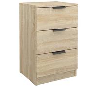 Qnhdfrt Table de Chevet Chêne Sonoma 40x36x65 cm - Table de Nuit en Bois d'Ingénierie avec 3 Tiroirs de Rangement - Petit Meuble d'Appoint Robuste pour Chambre à Coucher