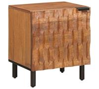Qnhdfrt Table de Chevet en Bois de Manguier Massif - Table de Nuit Marron 40x33x46 cm avec Porte à Charnières et Grand Espace de Rangement, Meuble Bas Élégant pour Chambre à Coucher