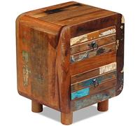 Qnhdfrt Table de Chevet en Bois de Récupération Massif - Petite Commode Vintage 43x33x51 cm avec 2 Tiroirs, Table Auxiliaire Artisanale Unique pour Chambre et Salon