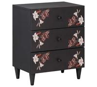 Qnhdfrt Table de chevet en bois massif mangue multicolore 50 x 33 x 60 cm - Commode d'appoint moderne avec tiroir et boutons en laiton - Pour chambre à coucher, salon