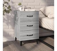 Qnhdfrt Table de chevet gris Sonoma 40 x 40 x 66 cm en bois robuste avec 3 tiroirs, design moderne et miracle de rangement, peu encombrante pour chambre à coucher, couloir et chambre d'amis