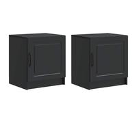 Qnhdfrt Table de Chevet Lot de 2 Noire 43x34,5x47 cm, Table de Nuit Moderne en Bois d'Ingénierie avec Porte à Charnière Pivotante pour Chambre à Coucher et Salon