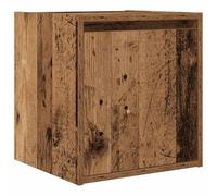 Qnhdfrt Table de chevet murale aspect bois vieilli, console de chevet flottante en bois, table de chevet suspendue avec espace de rangement et charnière de porte au choix, 38 x 34 x 40 cm