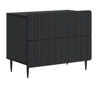 Qnhdfrt Table de Chevet Noire 62 x 34,5 x 49,5 cm, Meuble de Chambre Moderne en Bois d'Ingénierie avec 2 Tiroirs, Commode Basse Élégante et Pratique pour Salon et Espace Contemporain