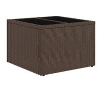 Qnhdfrt Table de jardin avec plateau en verre - 55 × 55 × 37 cm - Marron - En polyrotin - Matériau robuste pour une utilisation en extérieur - Design moderne - Peu encombrante - Pour petits balcons