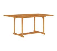 Qnhdfrt Table de Jardin en Bois de Teck Massif 150x90x75 cm - Table de Salle à Manger Extérieure Rectangulaire pour 6 Personnes avec Trou de Parasol pour Terrasse et Balcon